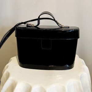 Vintage Black Patent Box Purse Camera Bag